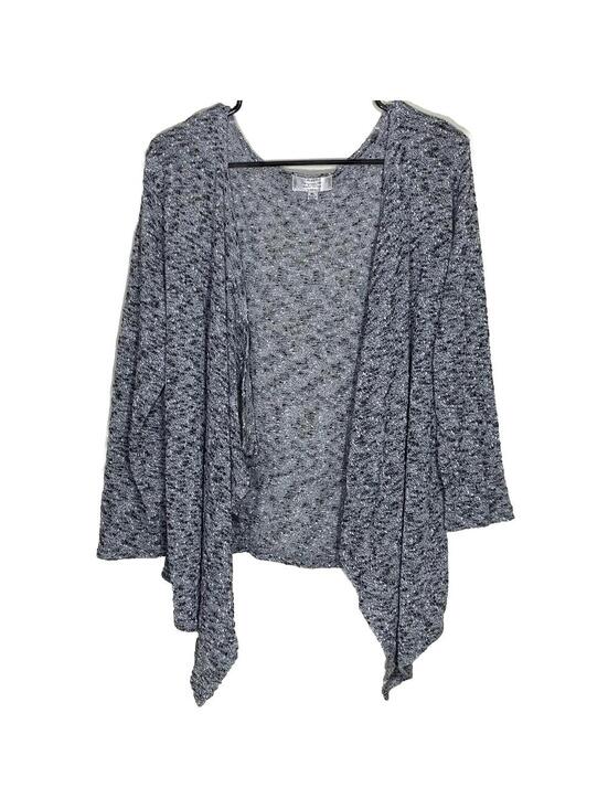 Shannon Ford New York Sweaters - Shannon Ford New York Cardigan Womens XL Grey Marled Open Front Waterfall Knit